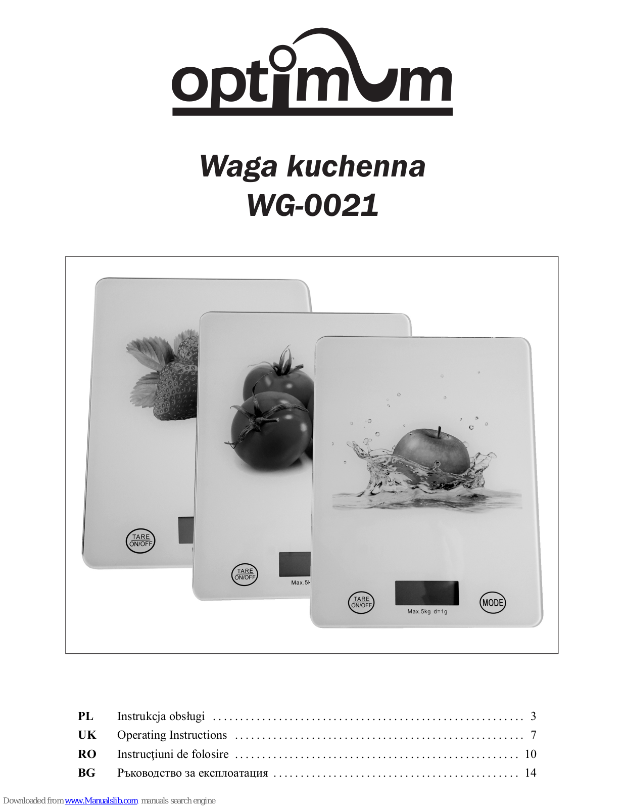 Optimum WG-0021 Operating Instructions Manual - ManualMachine.com