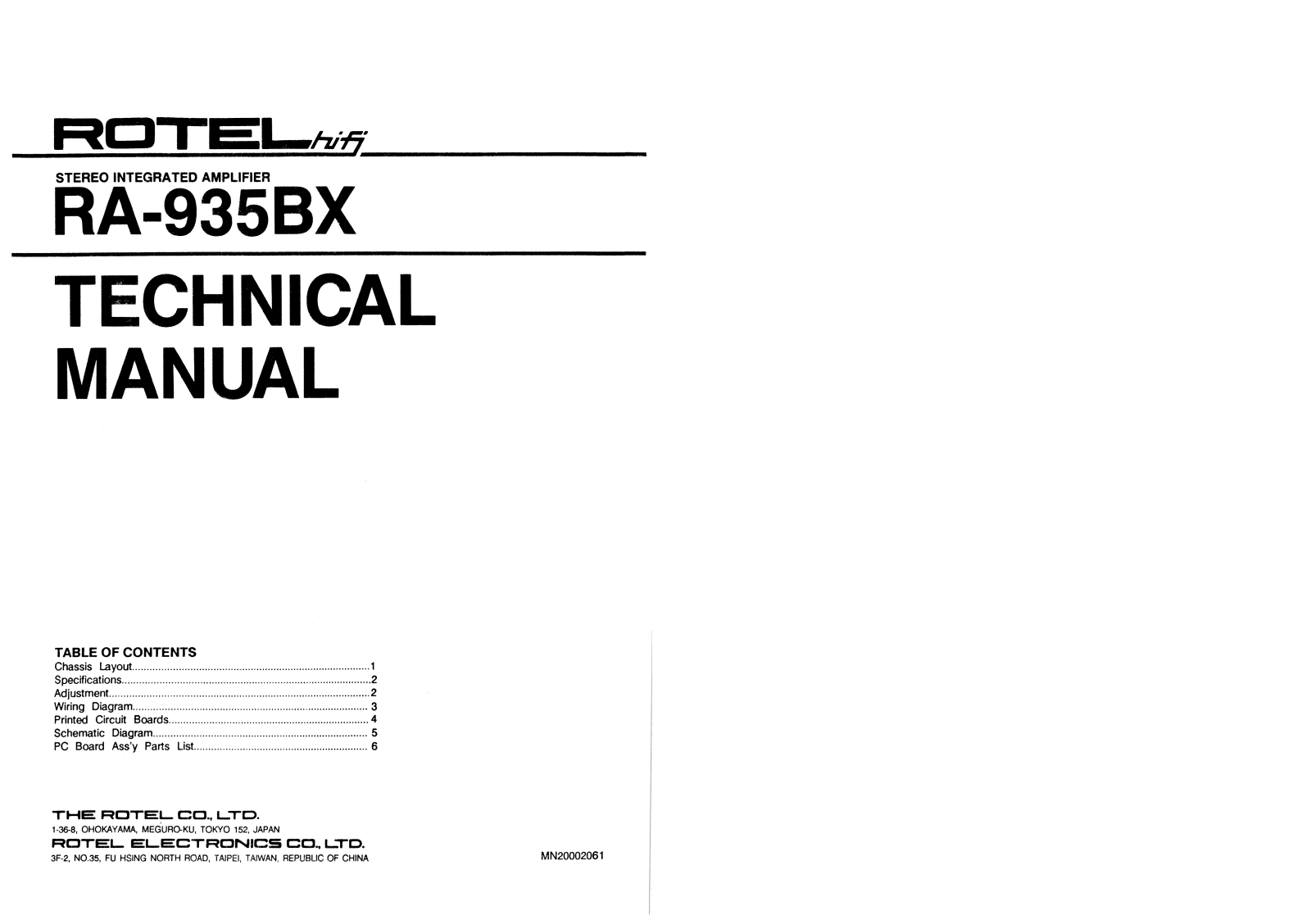 Rotel RA-935-BX Schematic