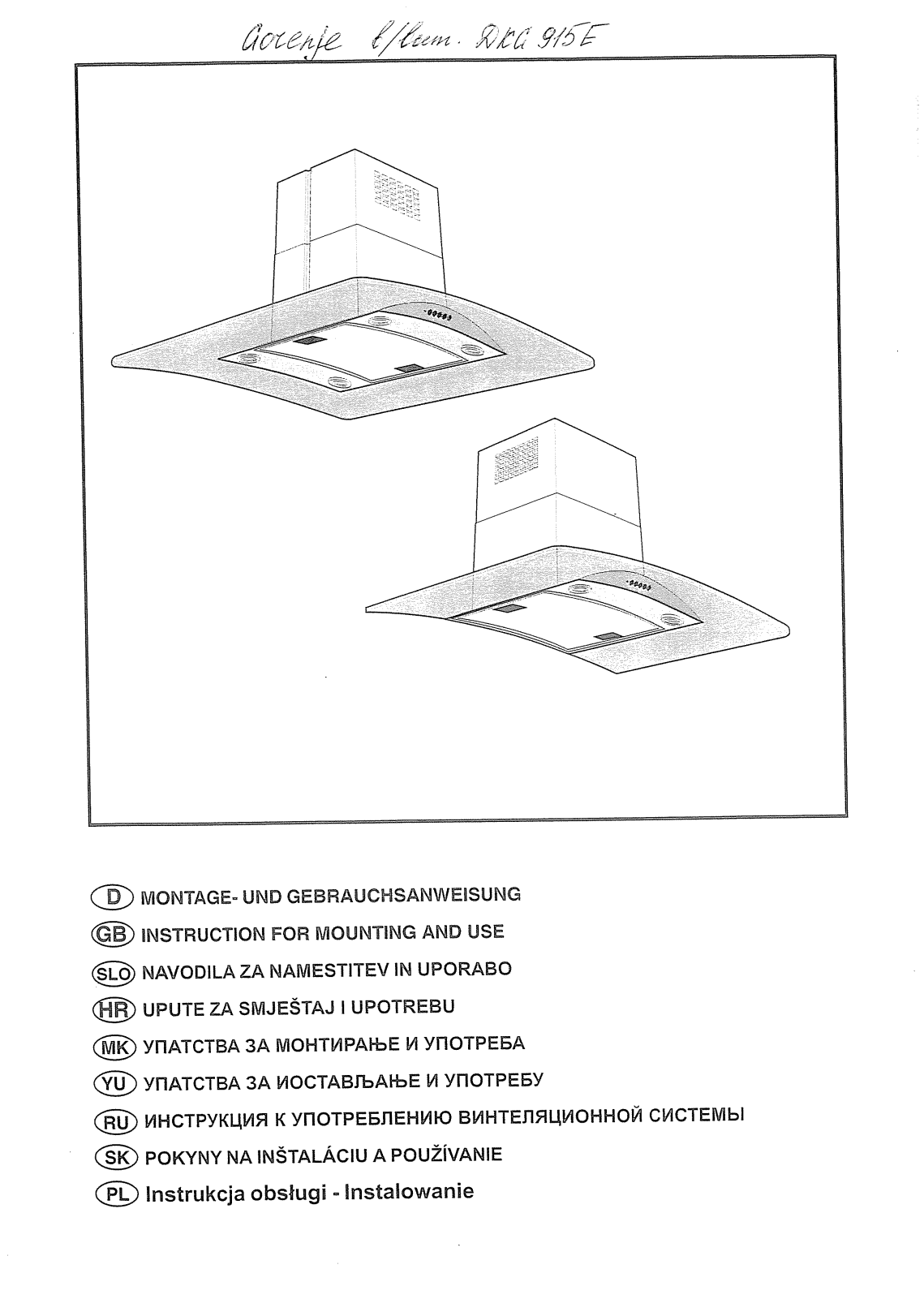 Gorenje DKG 915 E User Manual