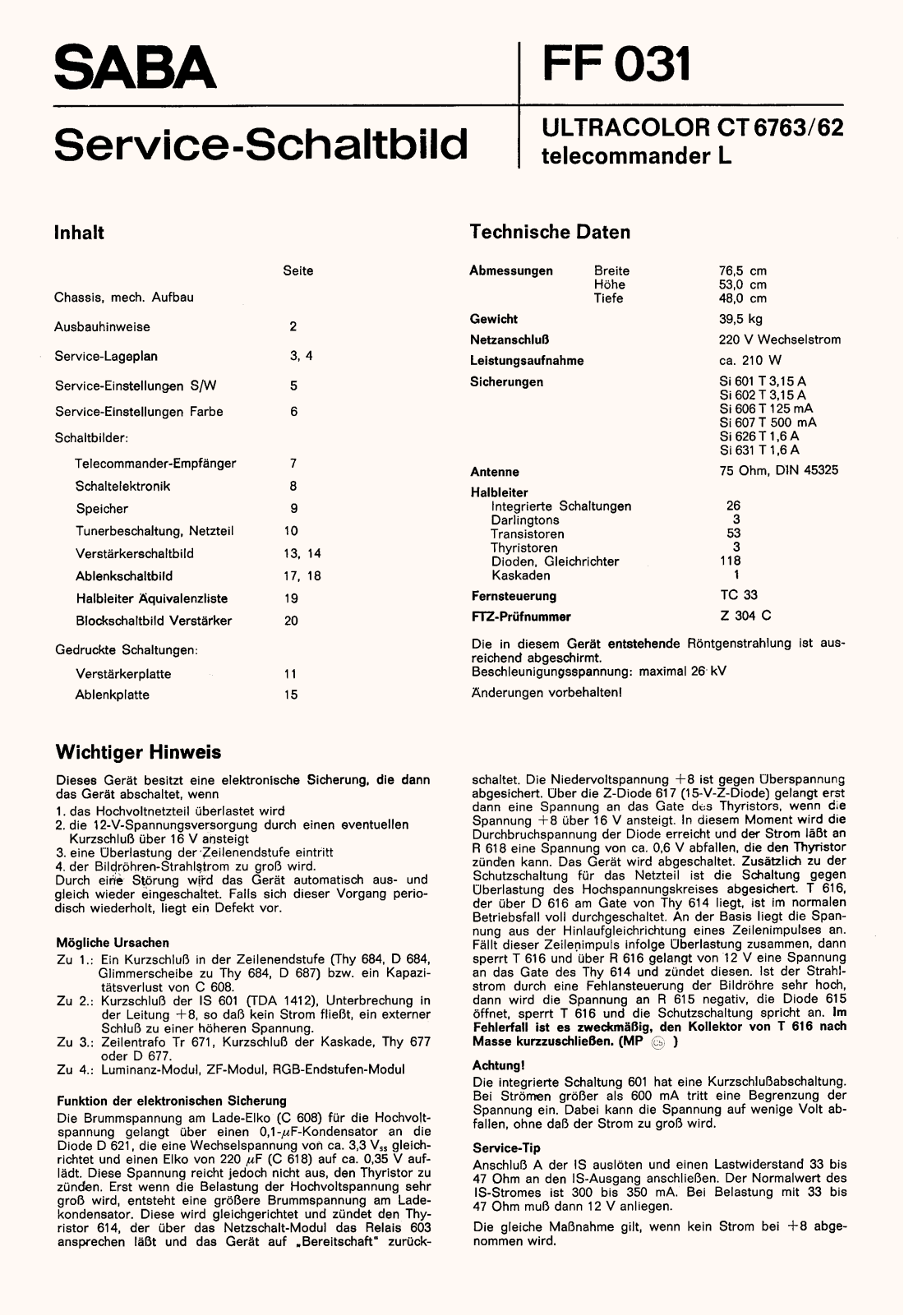 Saba CT 6762, CT 6763 Service Manual