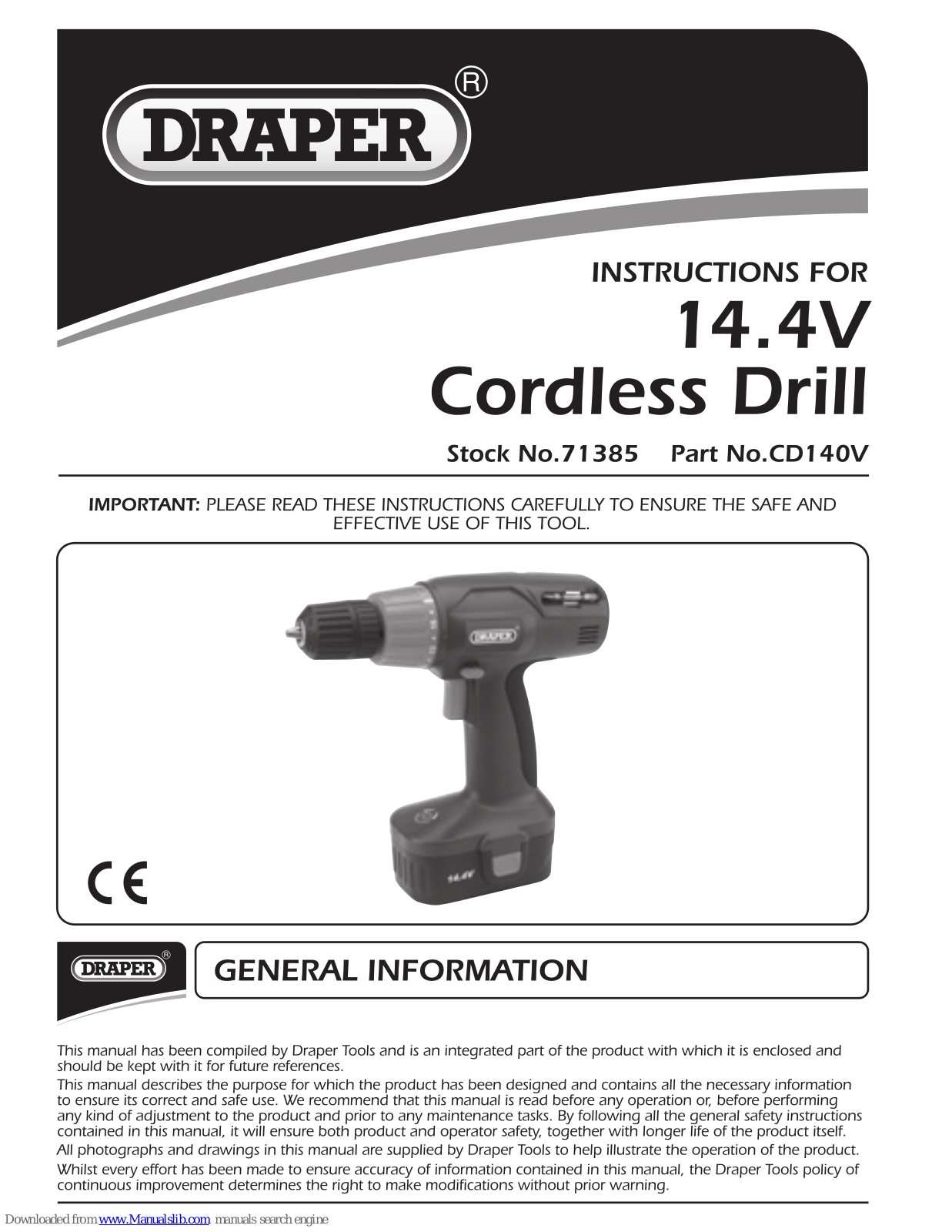Draper CD140V Instructions Manual - ManualMachine.com