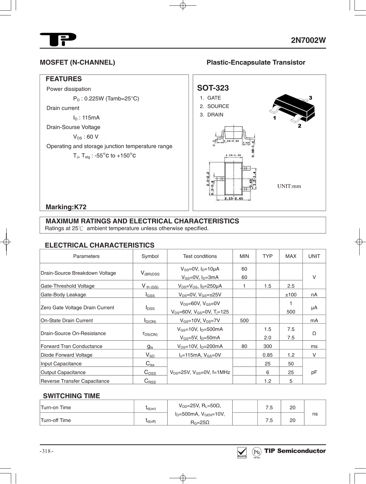 TIP 2N7002W Schematic