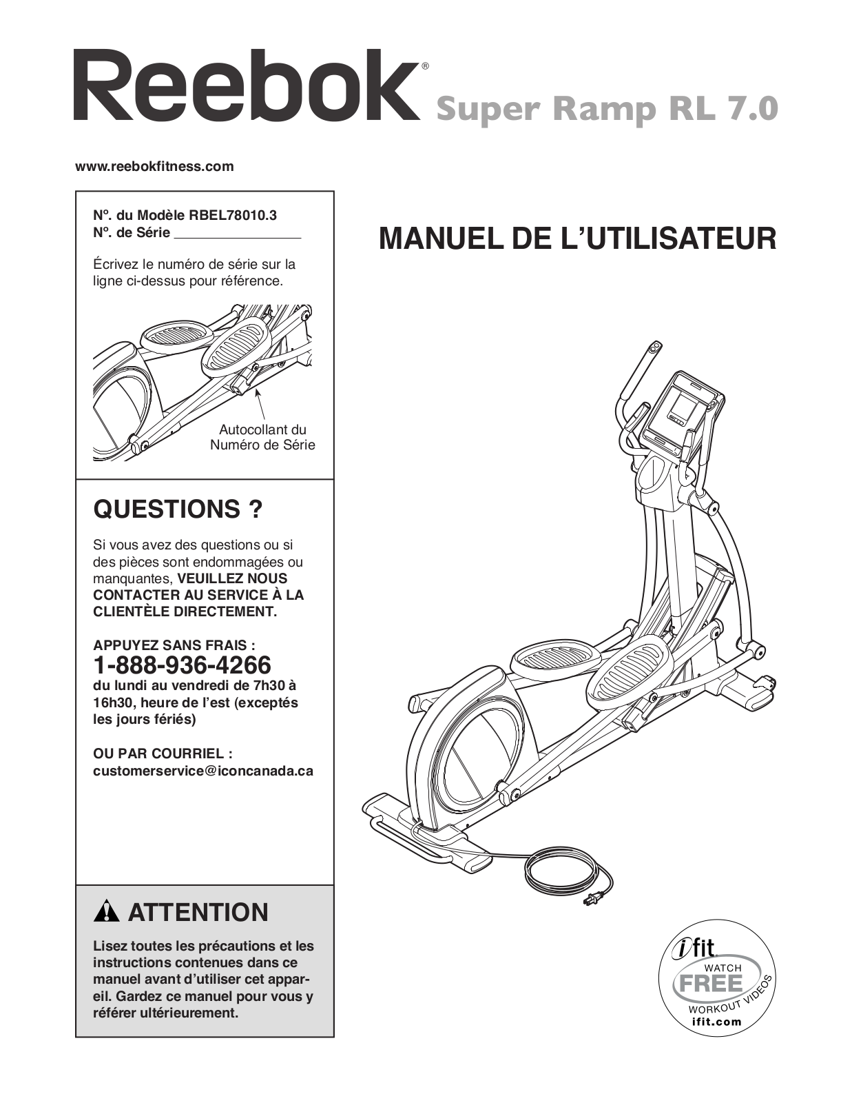 Reebok RBEL780103 Owner's Manual