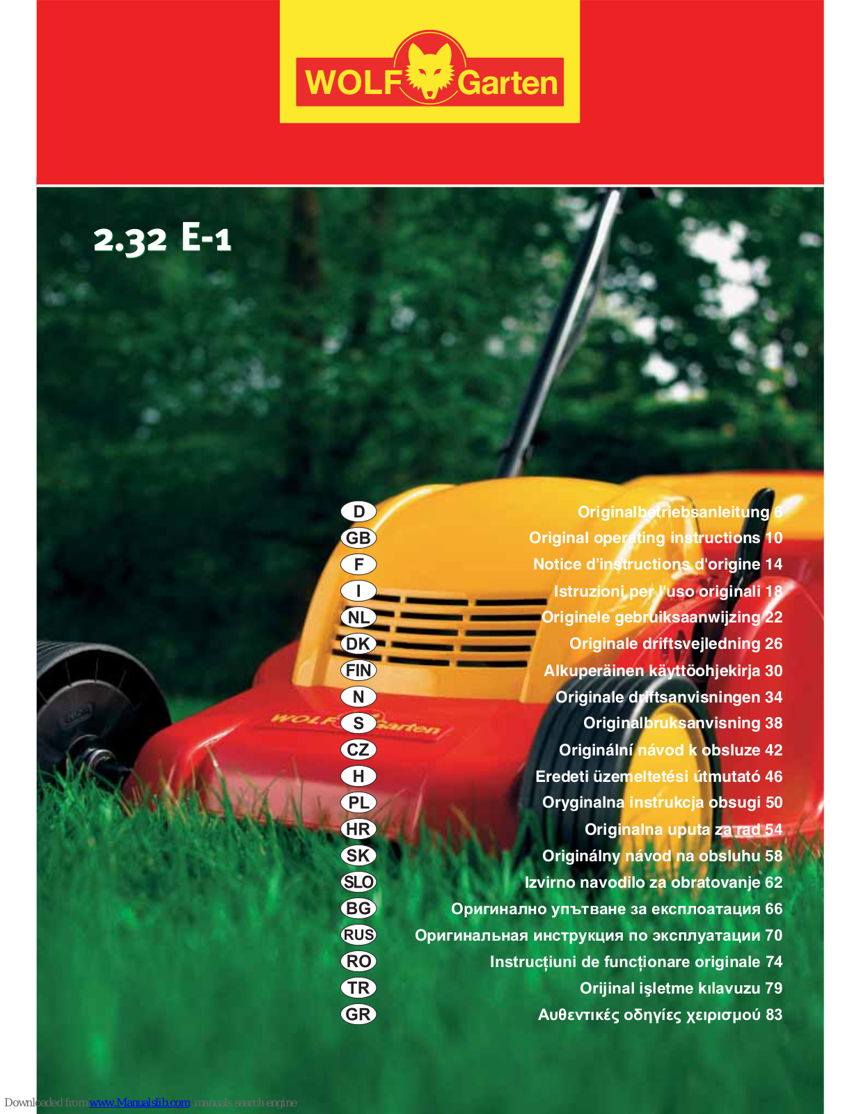 Wolf Garten 2.32 E-1 Operating Instructions Manual