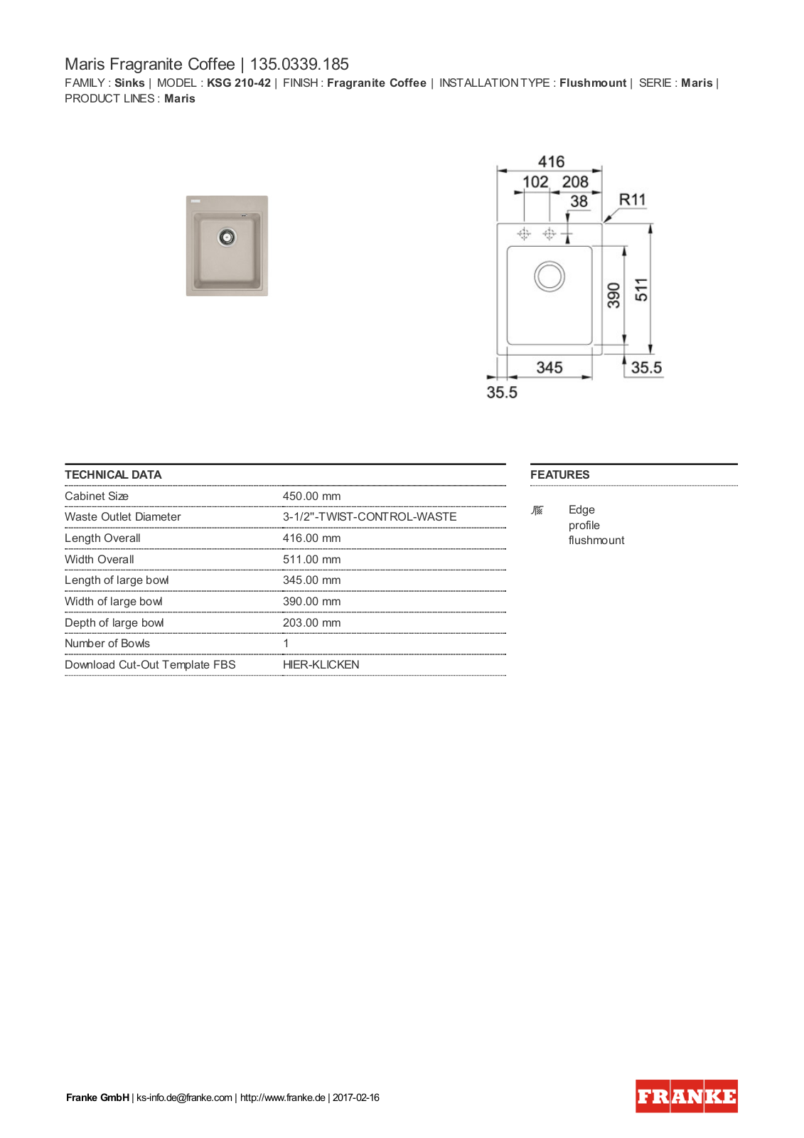 Franke 135.0339.185 Service Manual