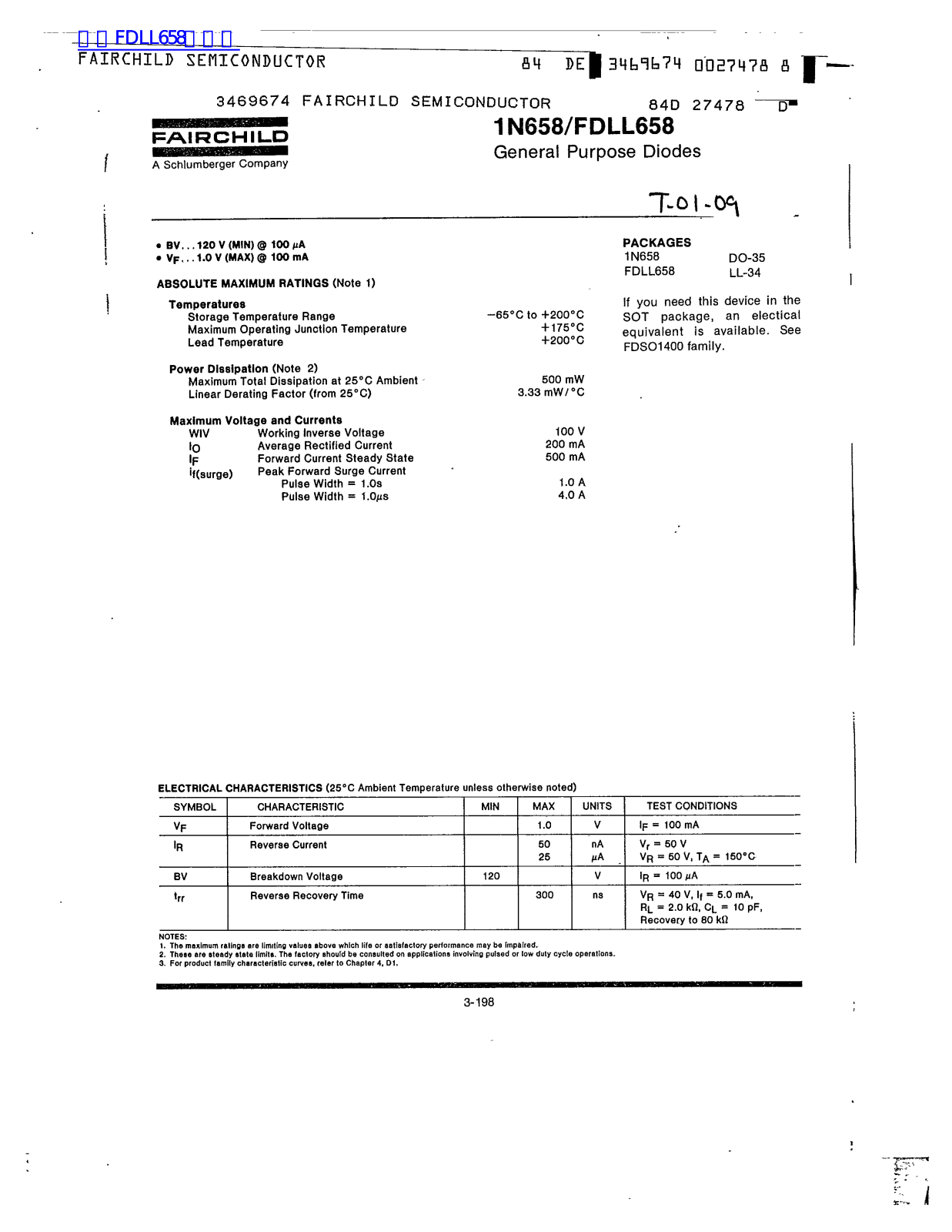 Fairchild 1N658, FDLL658 service manual