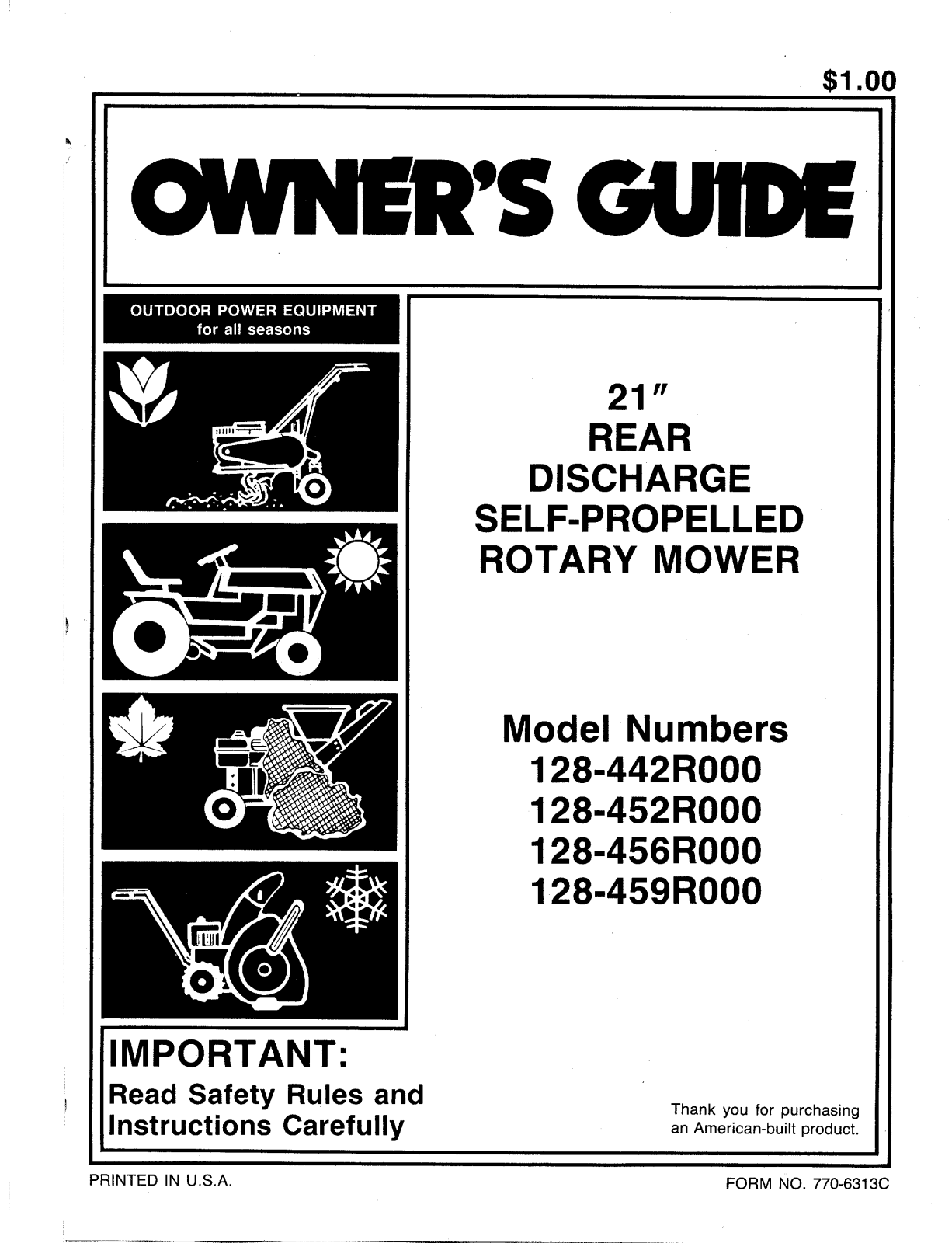 MTD 128-452R000, 128-459R000, 128-442R000, 128-456R000 User Manual