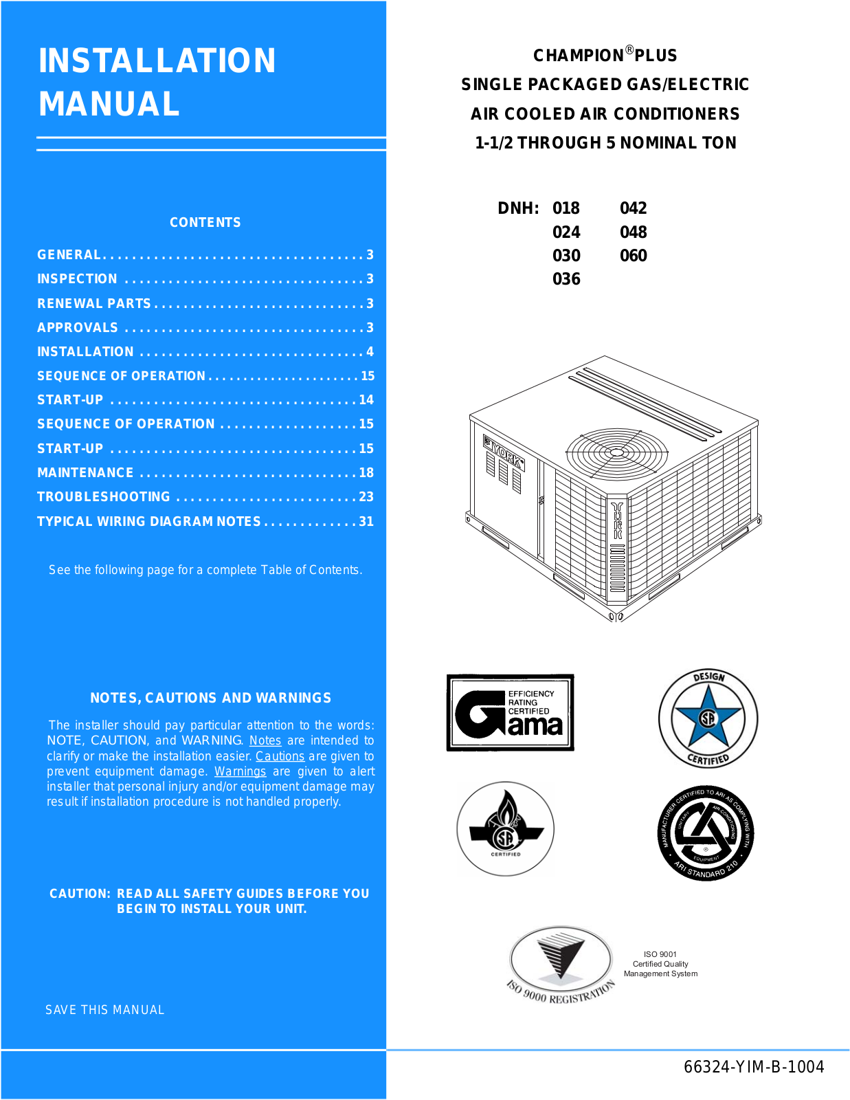 Champion Manufacturing 018, 42, 36, 30, 24 User Manual