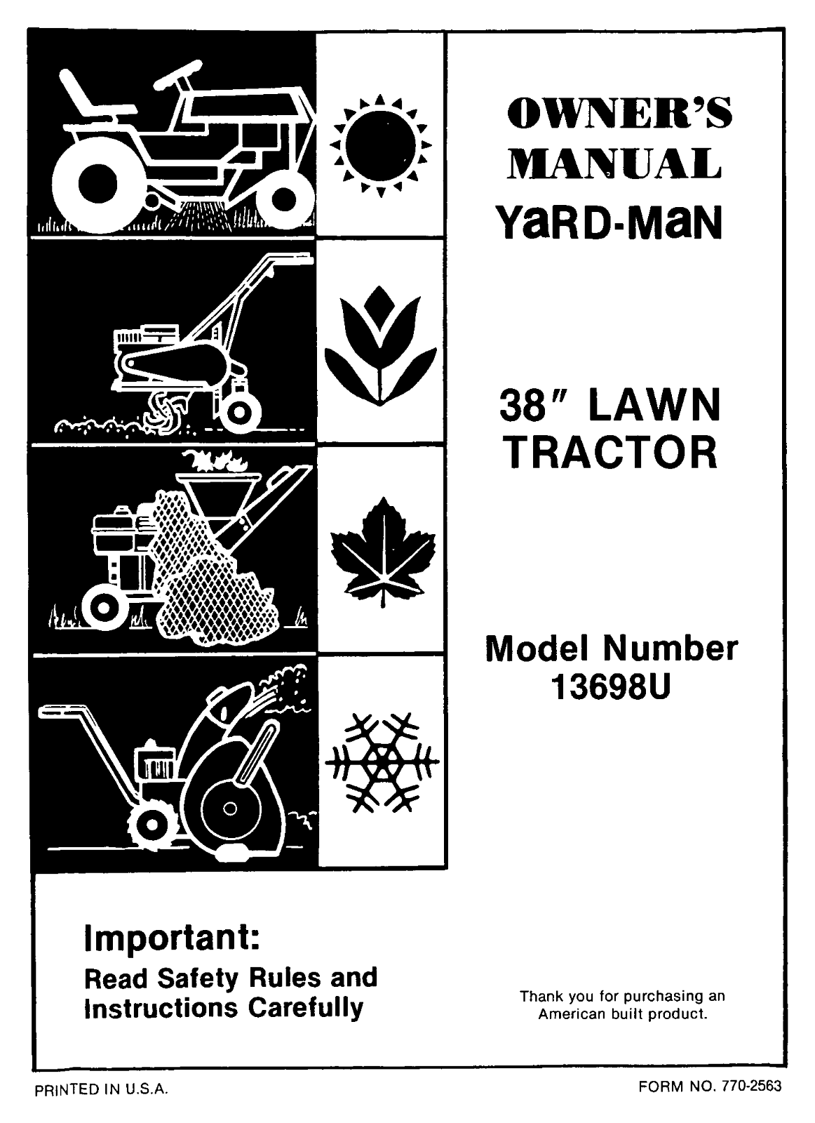Yard-Man 13698U User Manual