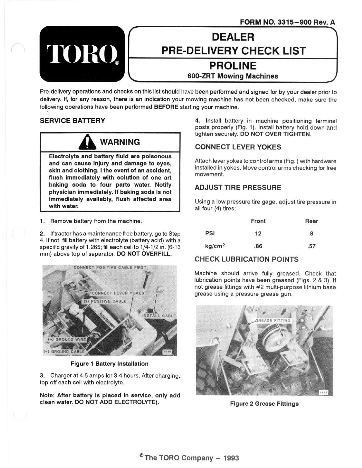 Toro 74021, 74041, 74101 Delivery Checklist