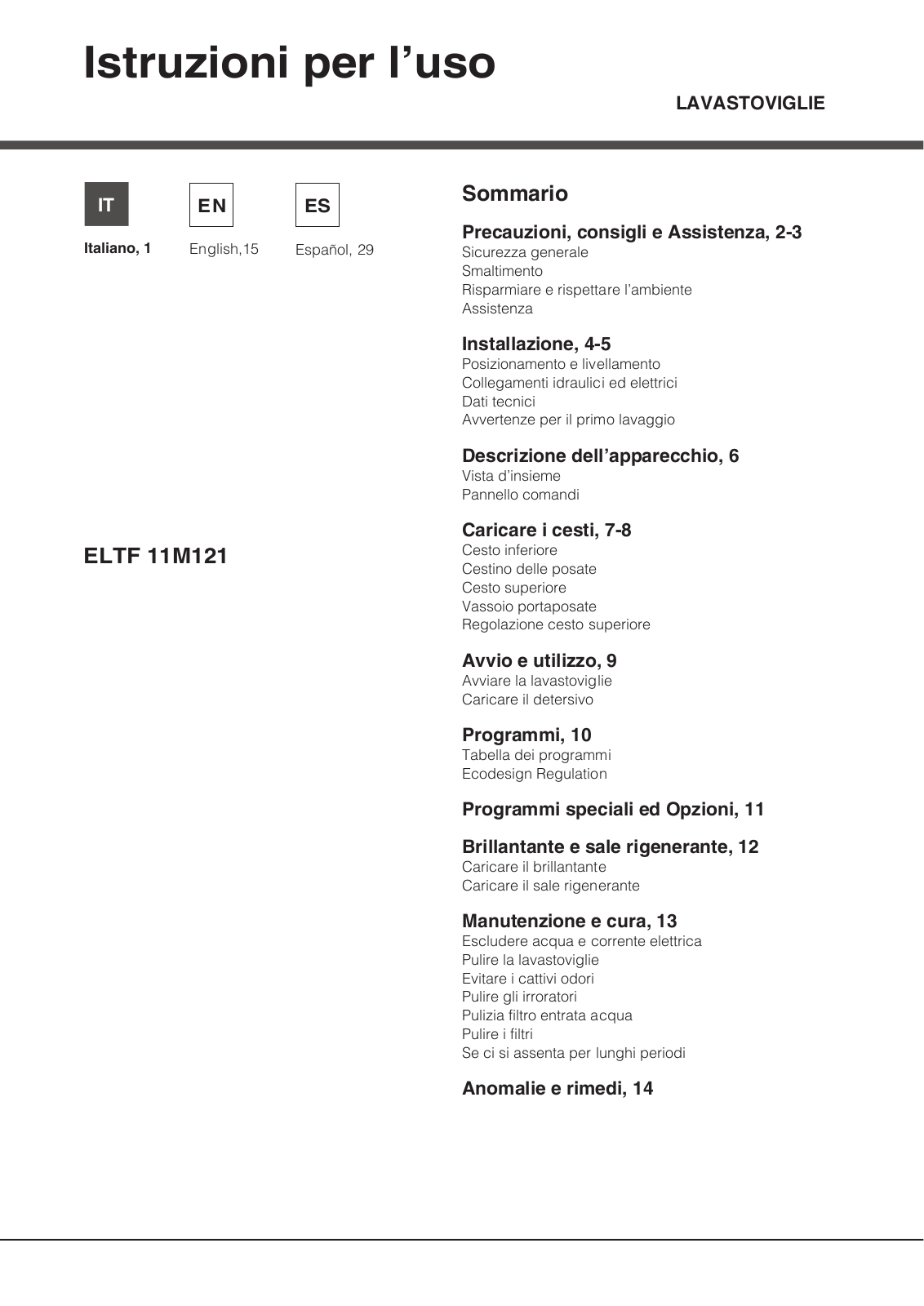 Hotpoint Ariston ELTF 11M121 C User Manual