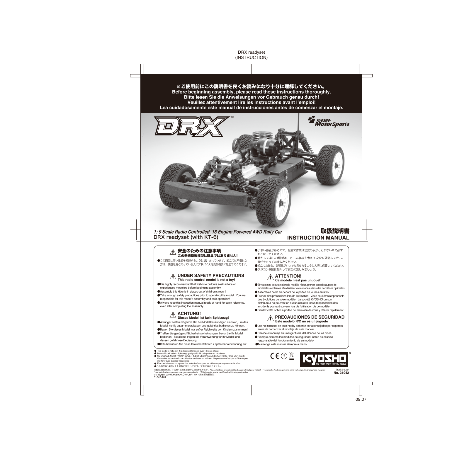 KYOSHO DRX SUBARU IMPREZA WRC 2008 Readyset User Manual