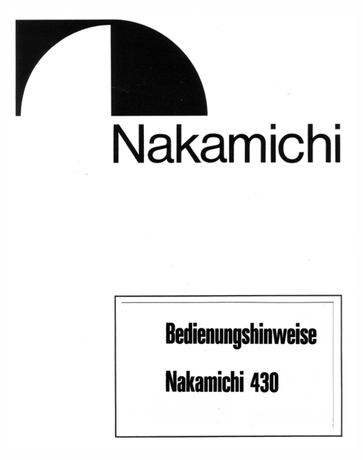 Nakamichi 430 Owners manual