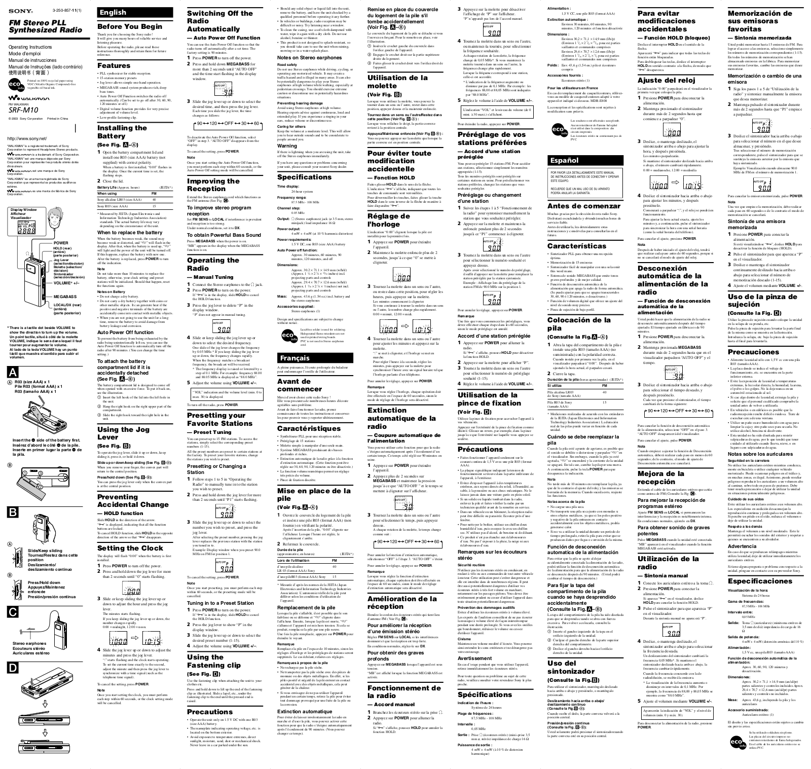 Sony SRF-M10 User Manual