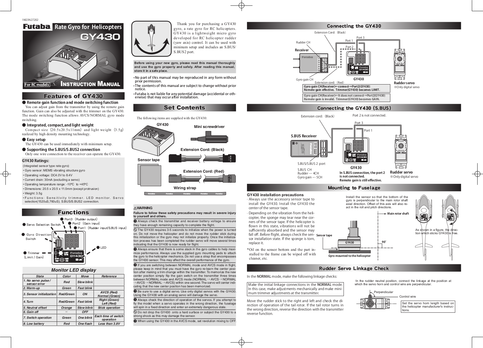 Futaba GY430 User Manual