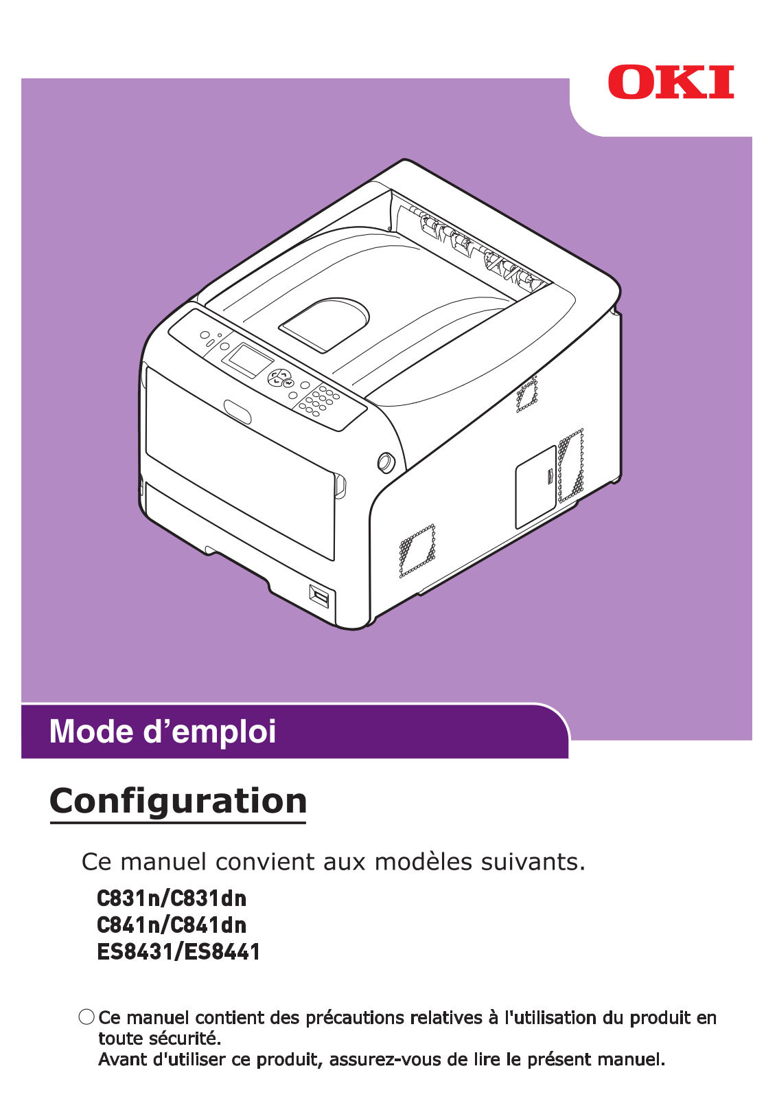 Oki c831n, c831dn, c841n, c841dn, es8431 Instructions Setup