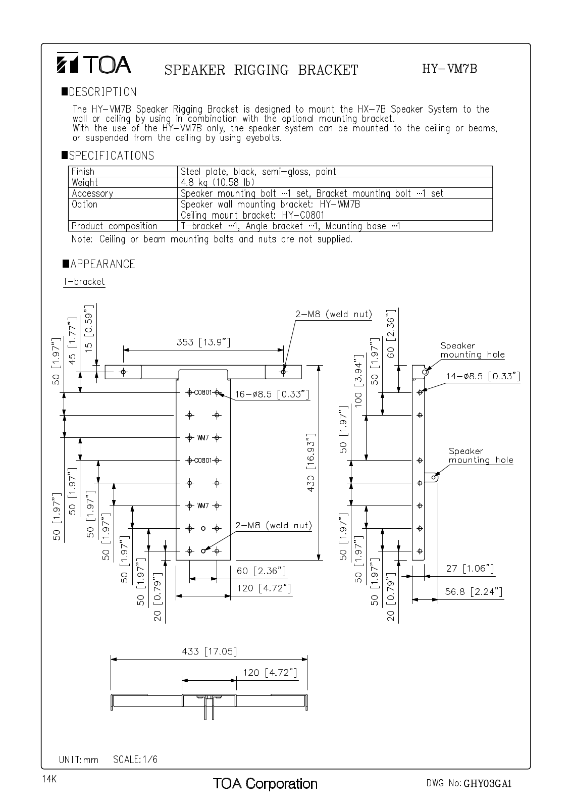 TOA HY-VM7, HY-CM7BSET User Manual