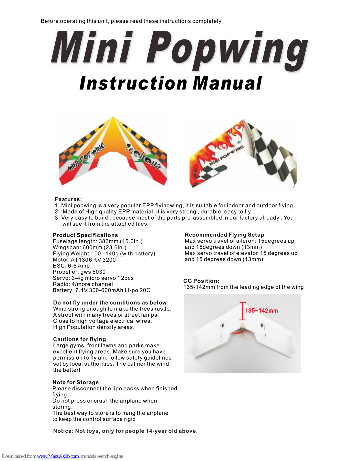 Techone Mini Popwing Instruction Manual