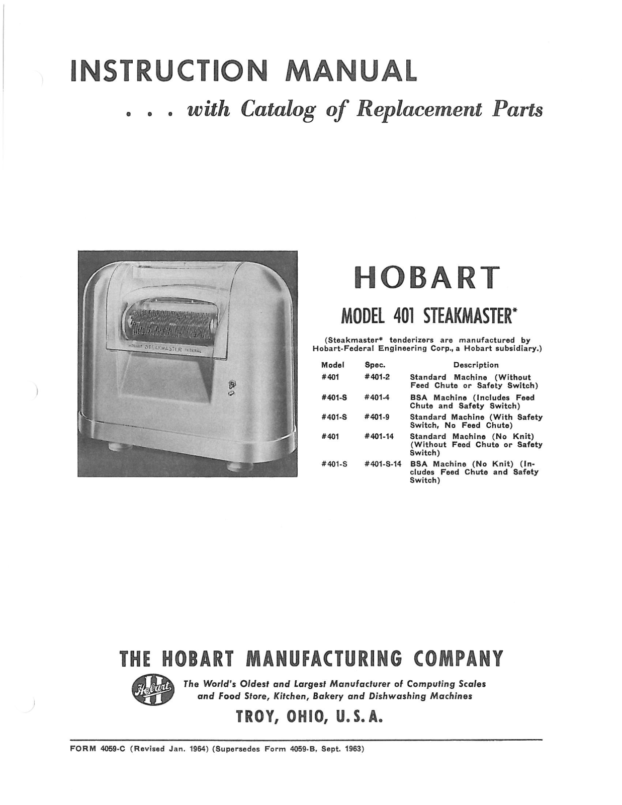 Hobart 401 Operator’s Manual