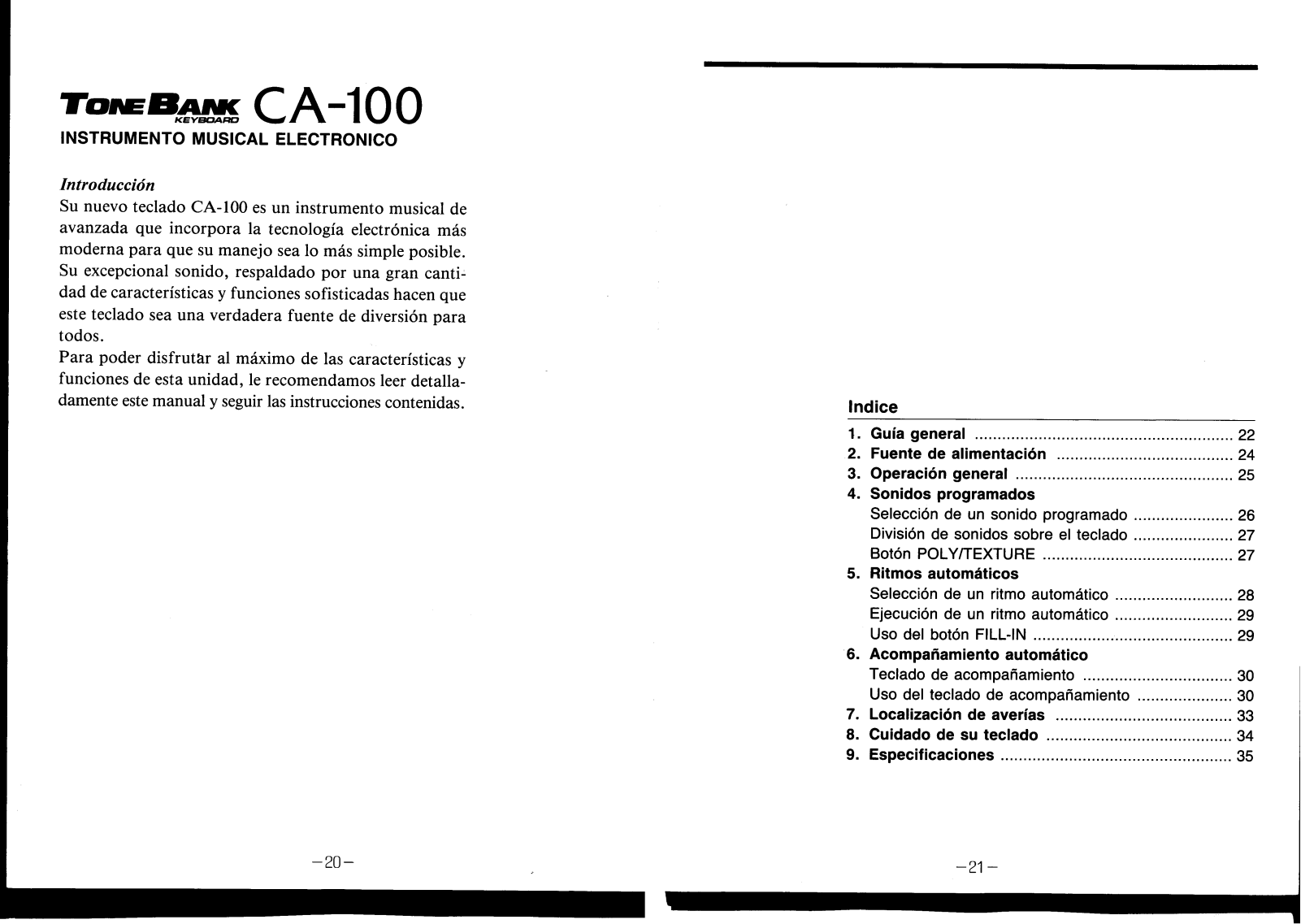 Casio CA-100 User Manual