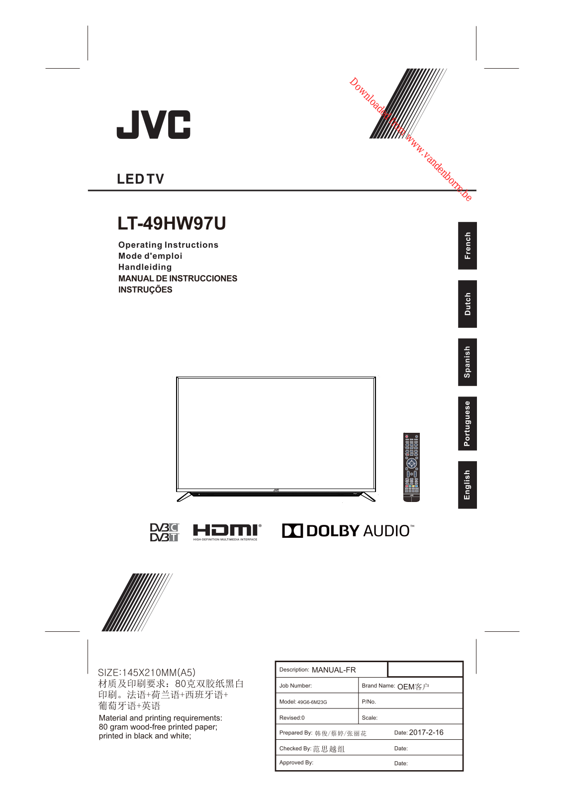 JVC LT-49HW97U User Manual
