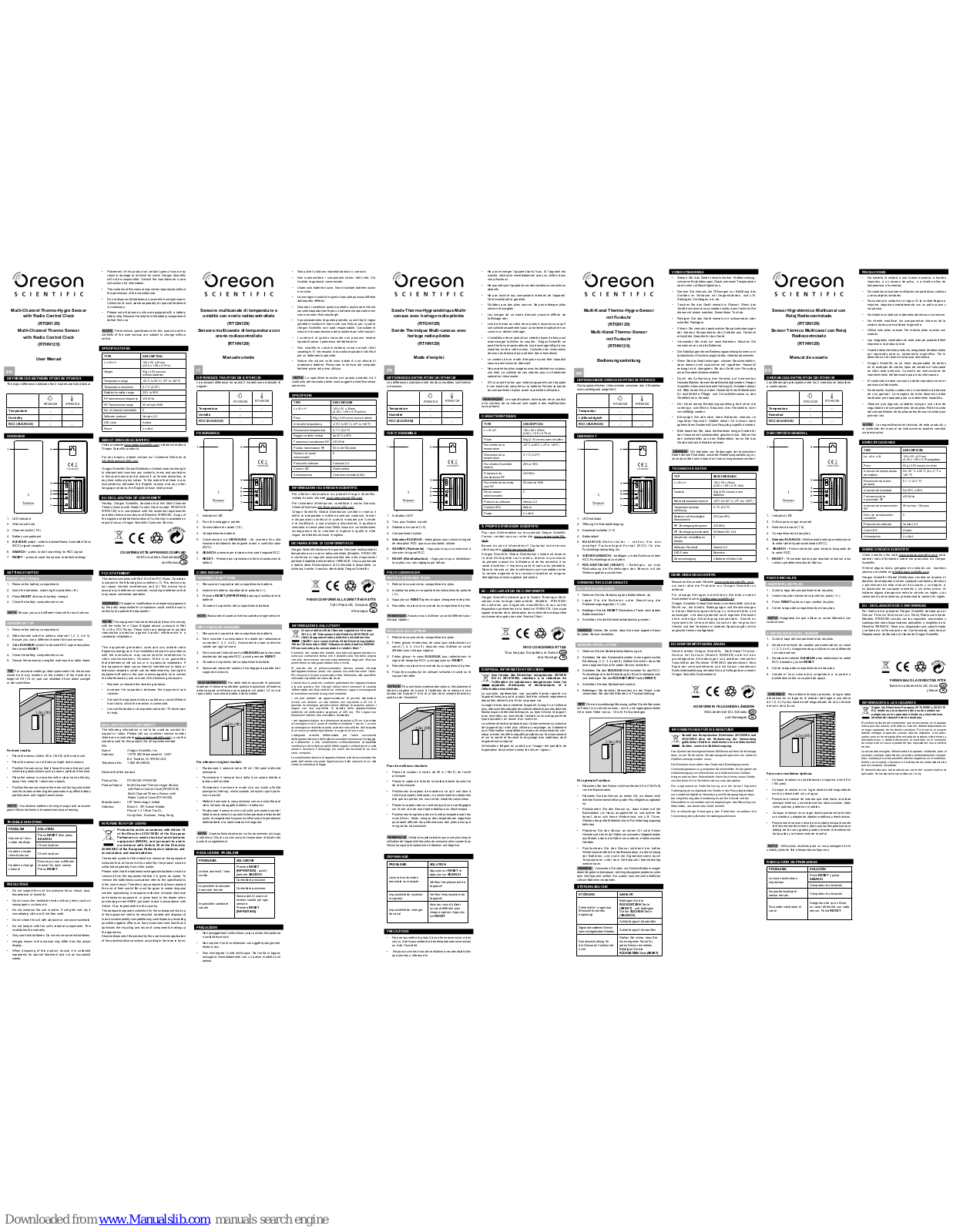 Oregon Scientific RTGN129, RTHN129 User Manual - ManualMachine.com