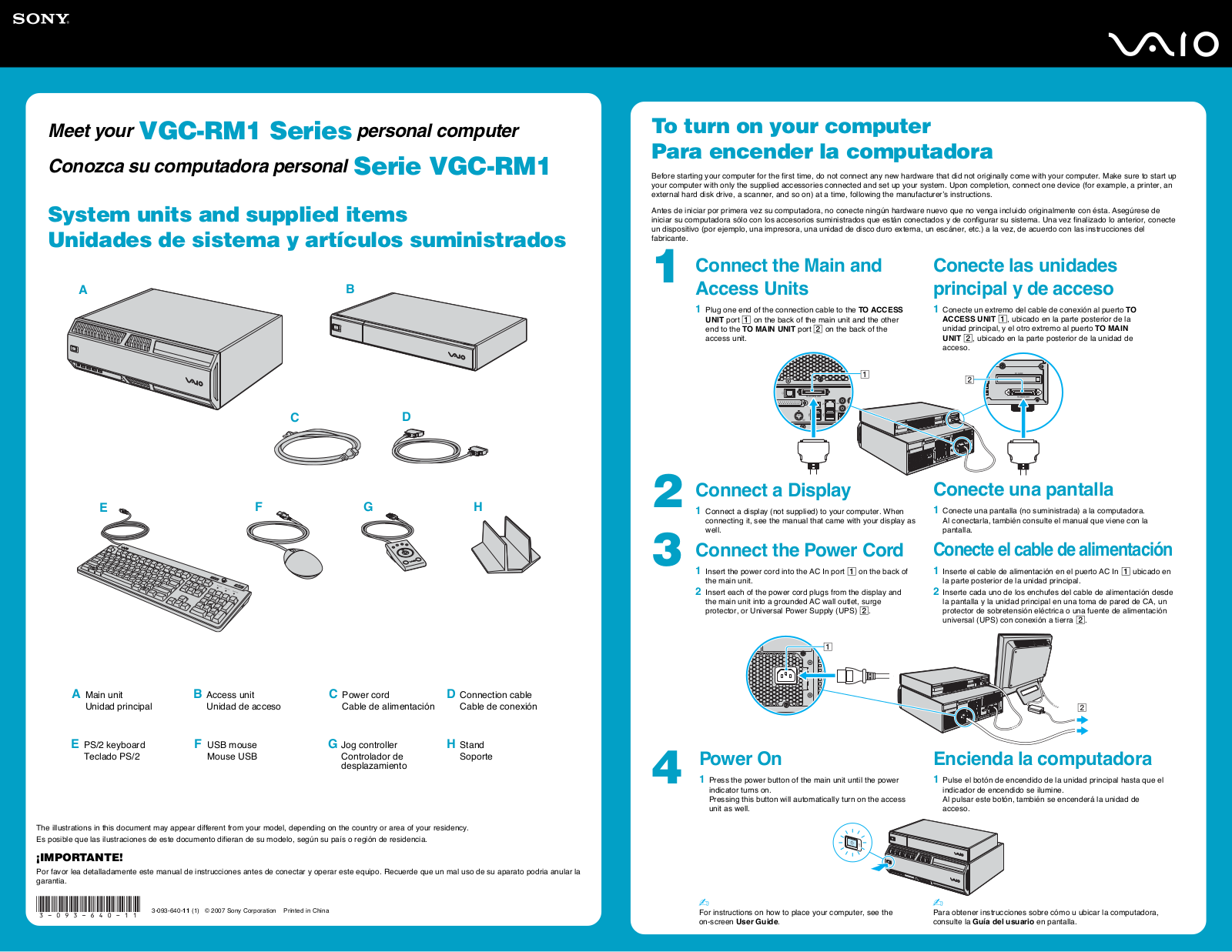 Sony VAIO VGC-RM1 Quick start guide