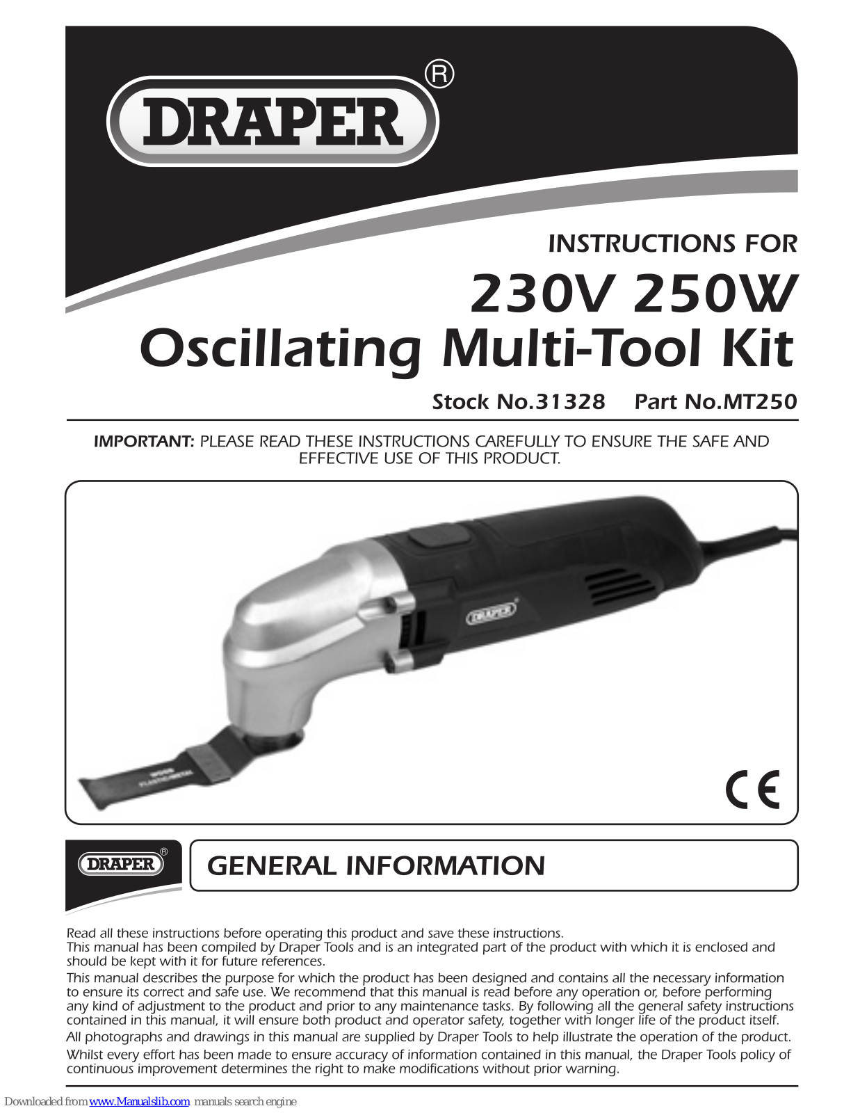 Draper MT250 Instructions Manual - ManualMachine.com