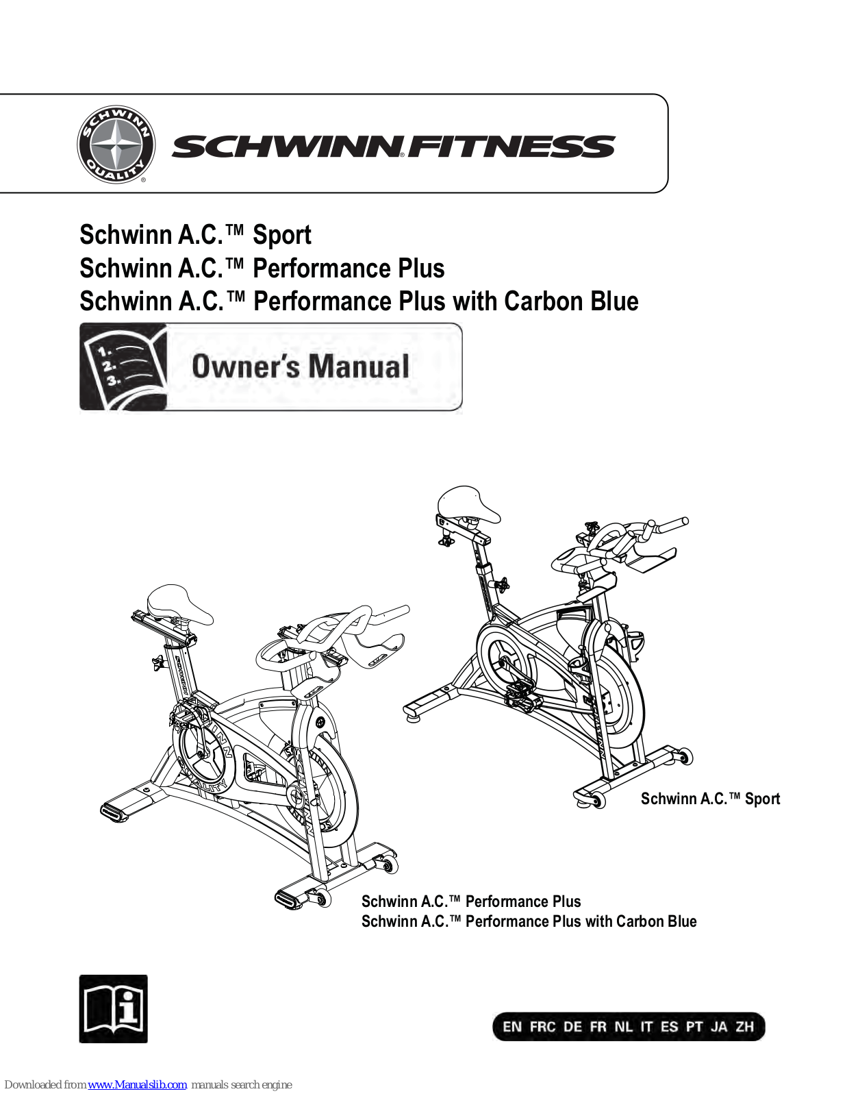 Schwinn Sport,Performance Plus,Performance Plus with Carbon Blue Owner's Manual