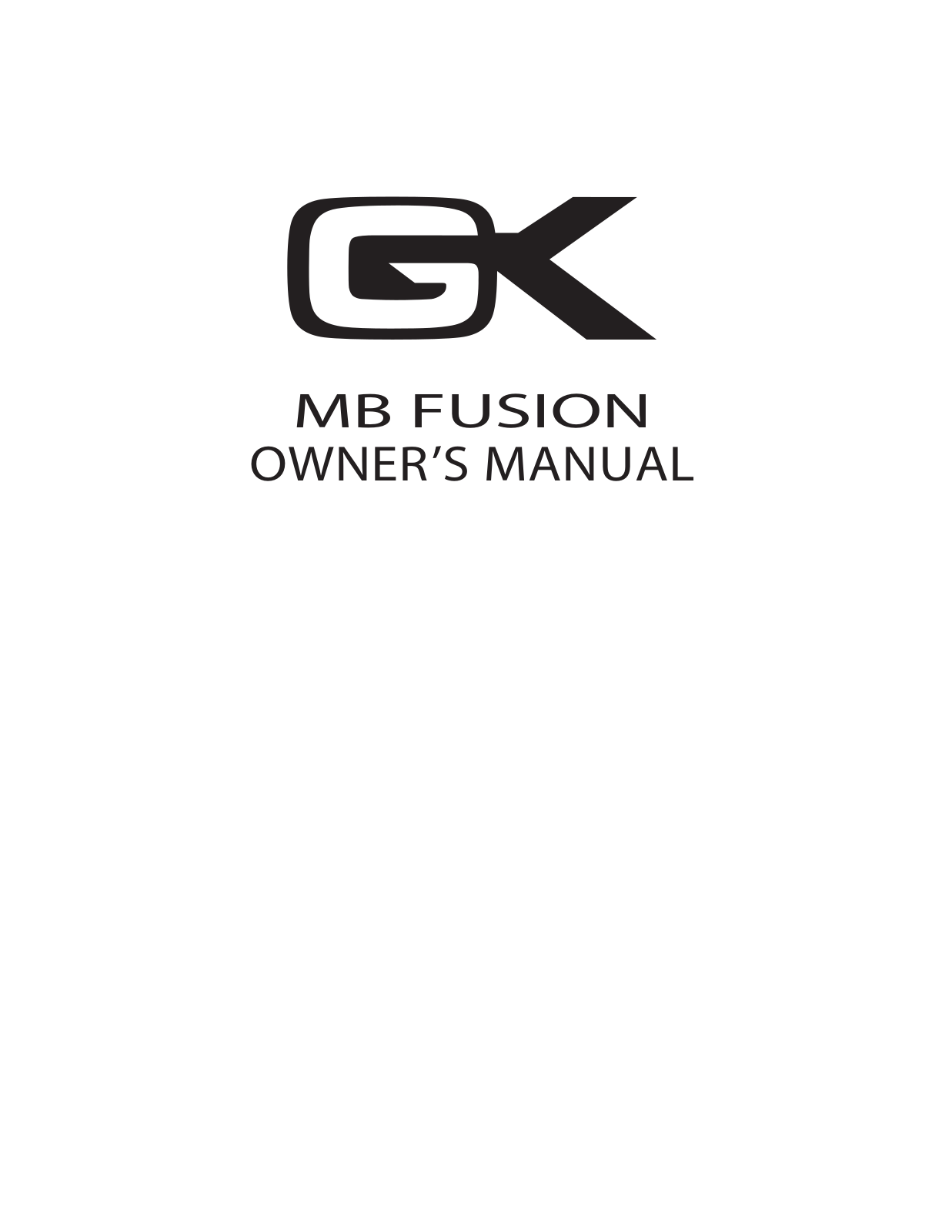 Gallien-Krueger MB FUSION Users Manual