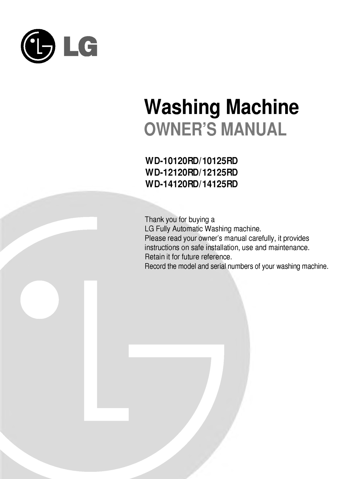 LG WD-1485FD User Manual