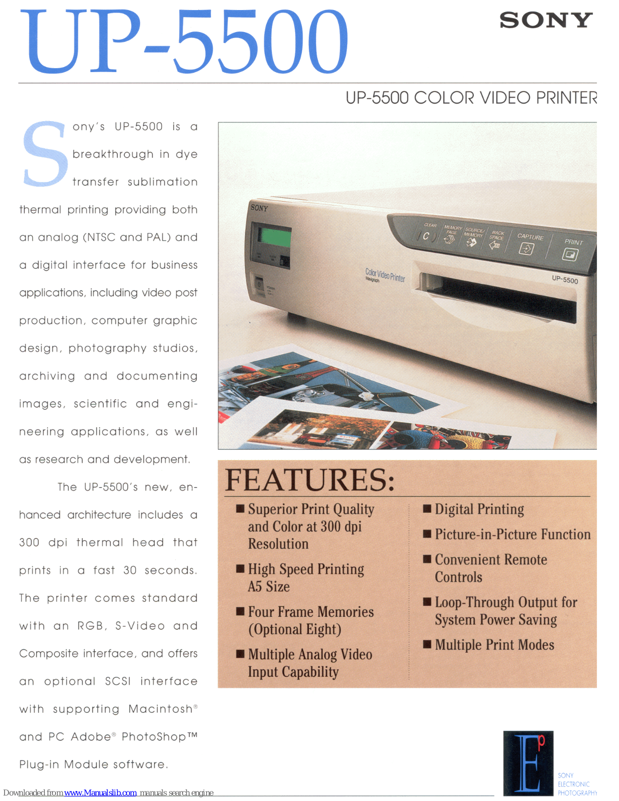 Sony UP-5500 Specifications - ManualMachine.com