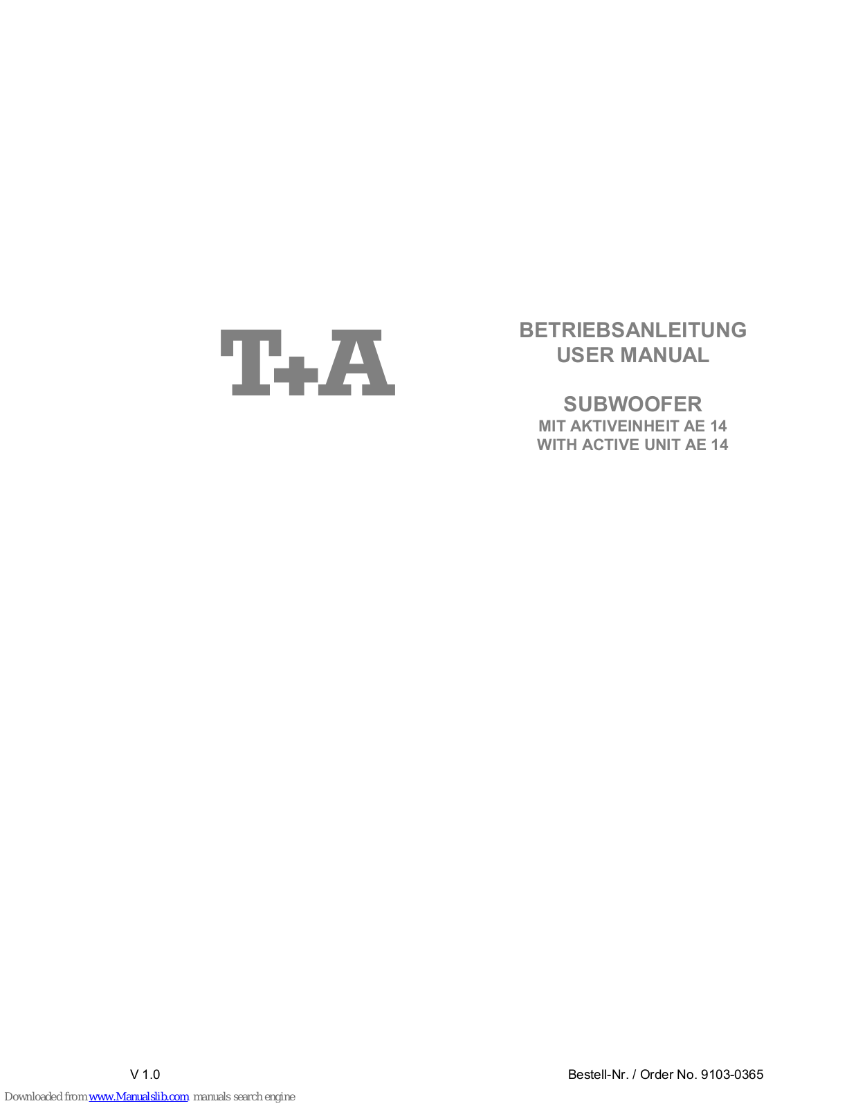 T+A TW600 User Manual - ManualMachine.com