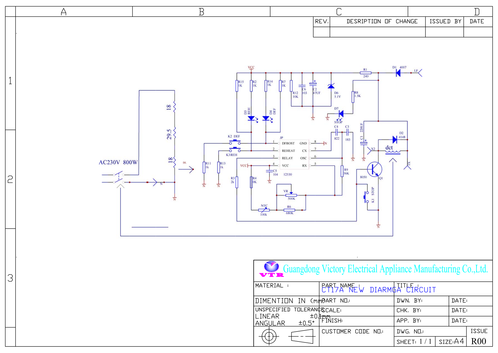 VTR CT17A Circuit diagrams