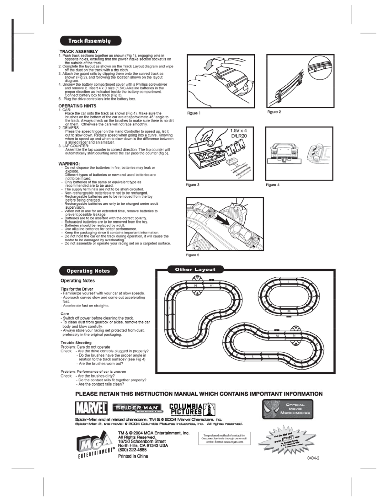 Mga Entertainment SM2SLOTCARPG2 User Manual