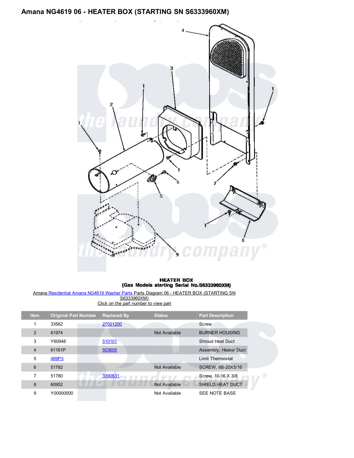 Amana NG4619 Parts Diagram