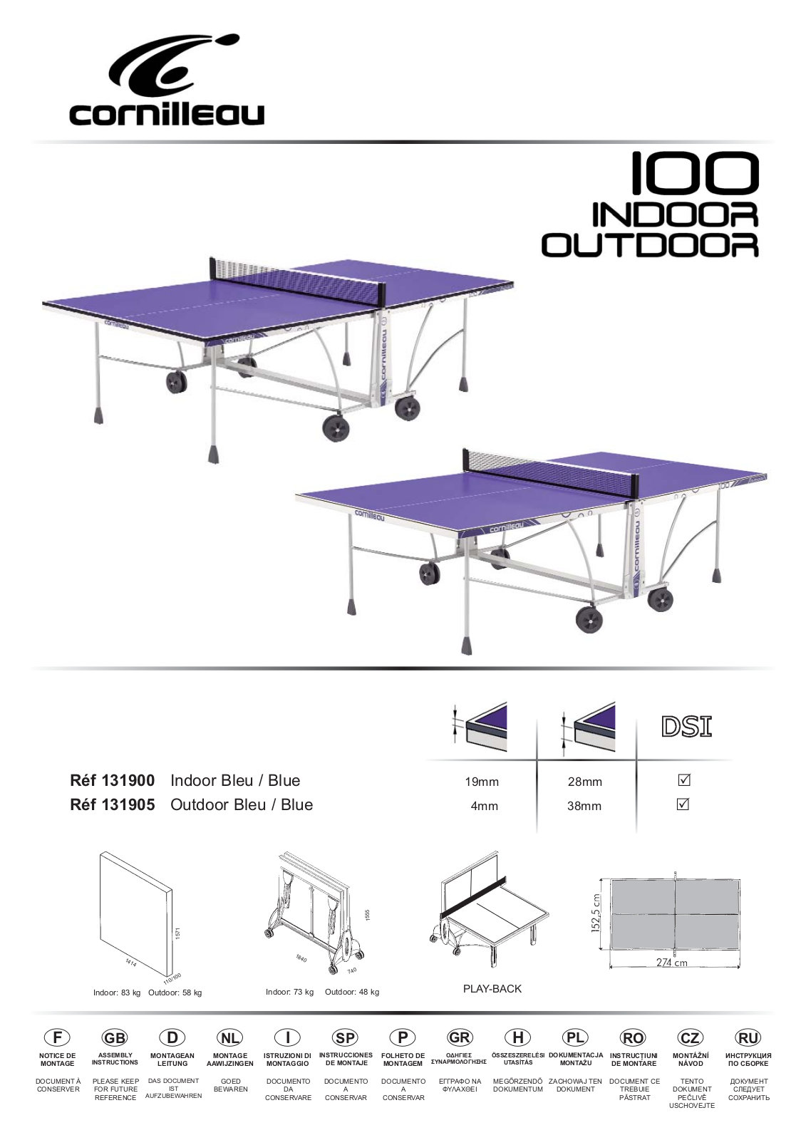 Cornilleau SPORT 100 INDOOR User Manual