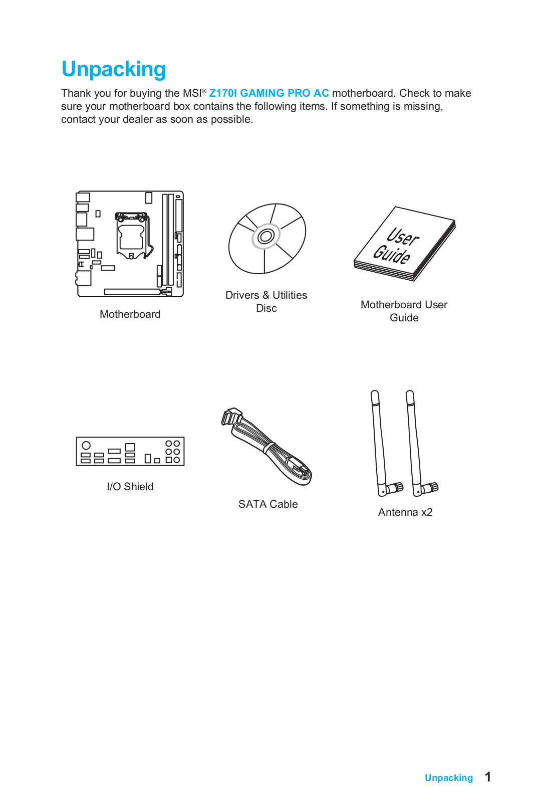 MSI Z170I Gaming Pro AC User Manual