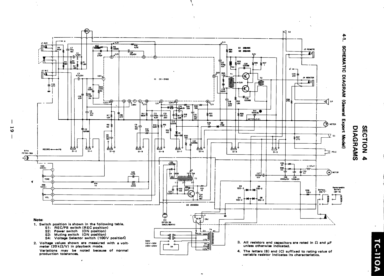 Sony TC-110-A Schematic