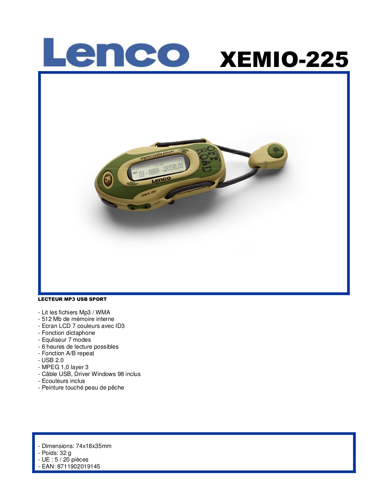 LENCO XEMIO-225 User Manual