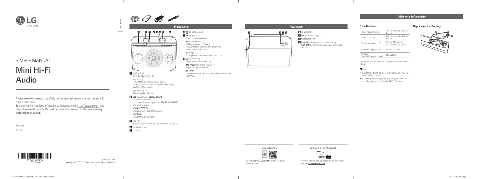 LG OL45 USER MANUAL