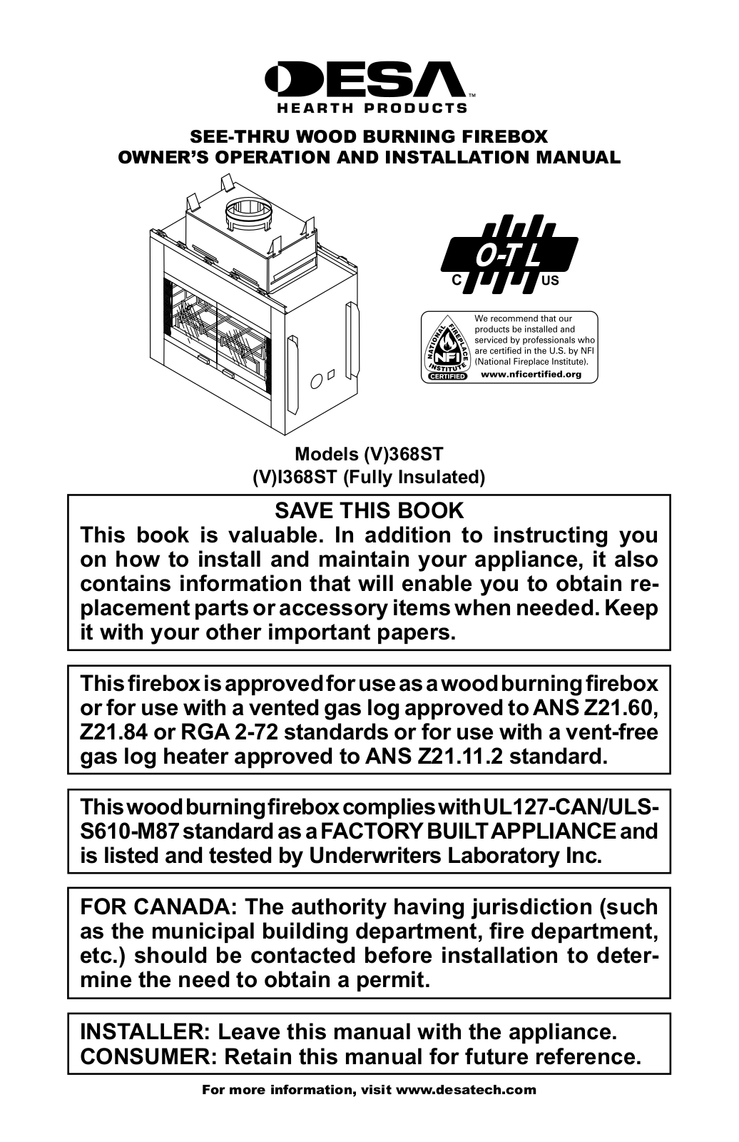 Desa V368ST User Manual