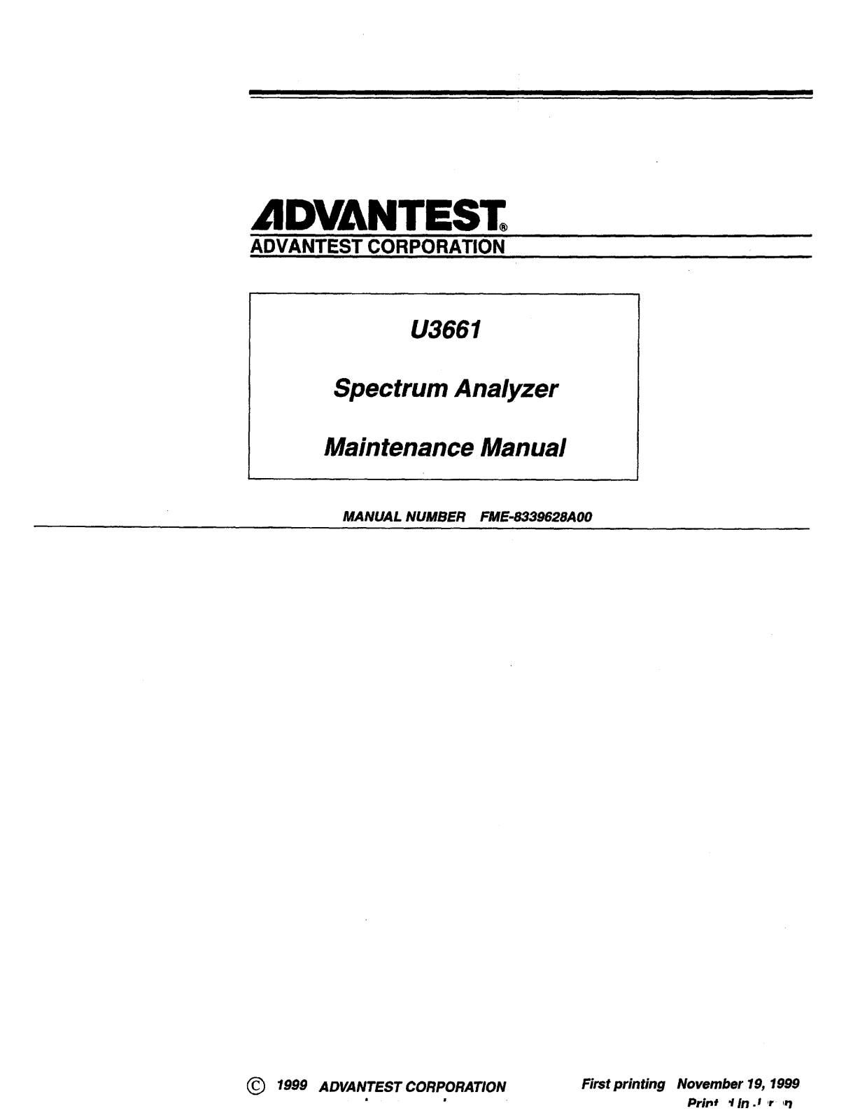 Advantest Corporation U3661 Service Manual