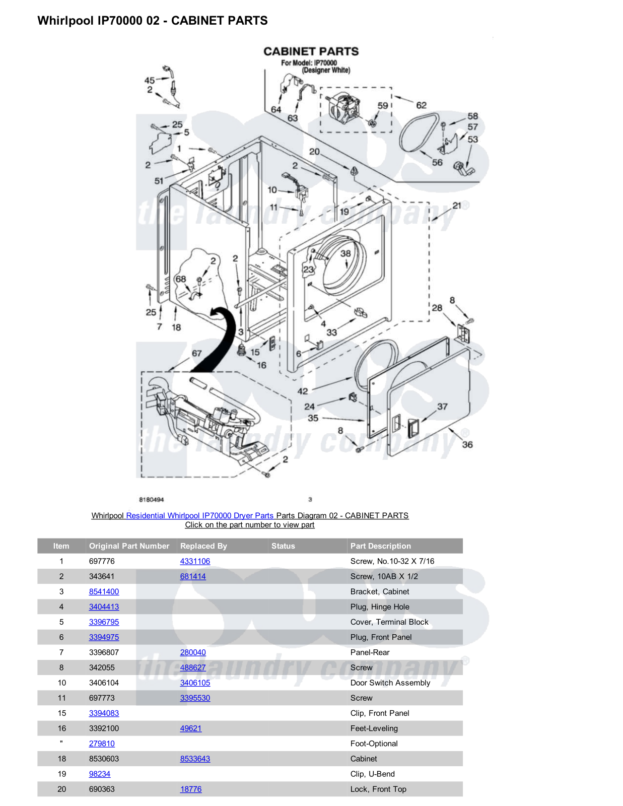 Whirlpool IP70000 Parts Diagram