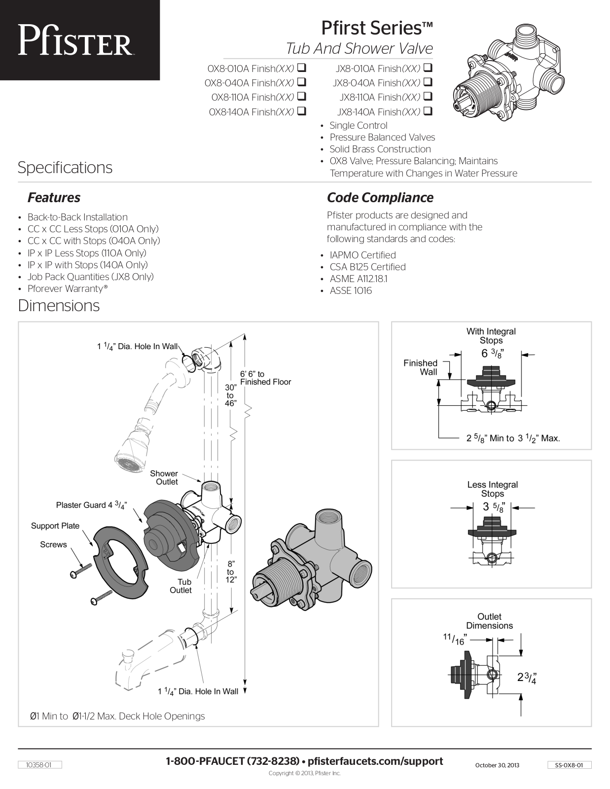 Pfister PPR3113 Specifications - ManualMachine.com