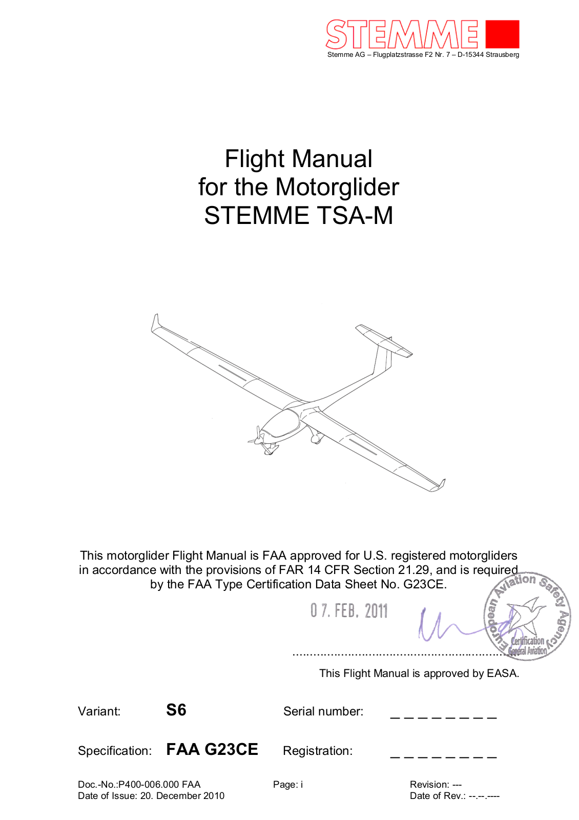 STEMME TSA-M Flight Manual - ManualMachine.com