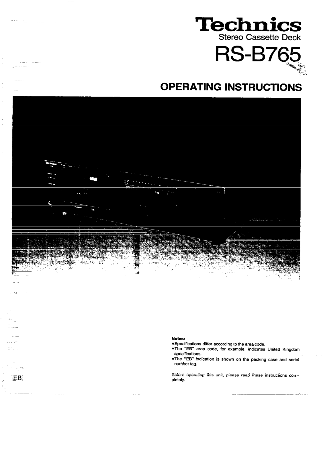 Panasonic RS-B765 Operating Instructions