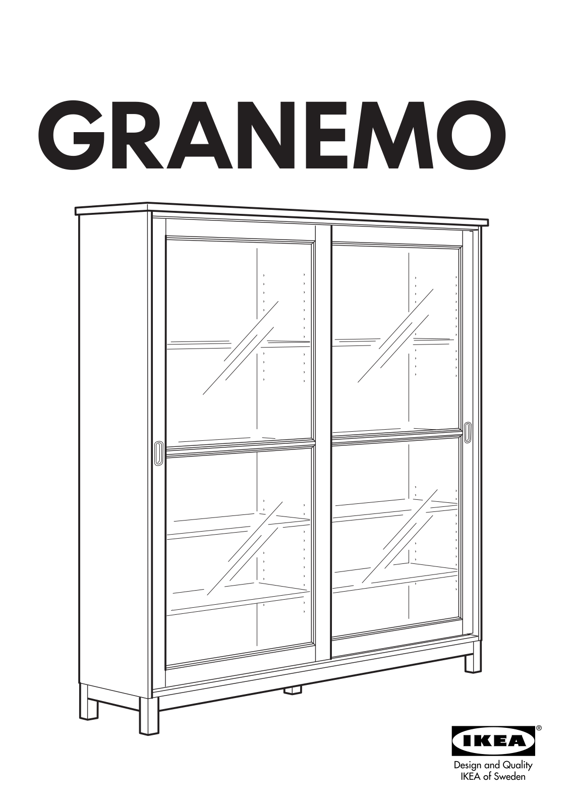 IKEA GRANEMO GLASS-DOOR CABINET 64X68 1/2