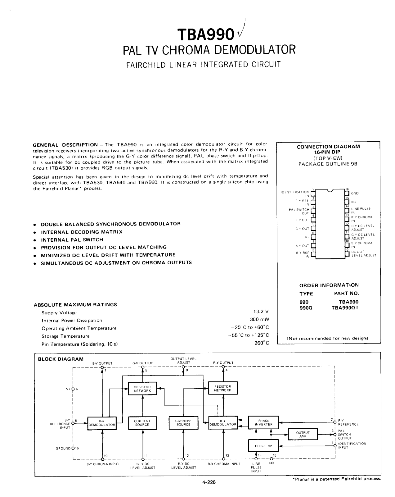 Datasheet TBA990 Specification - ManualMachine.com