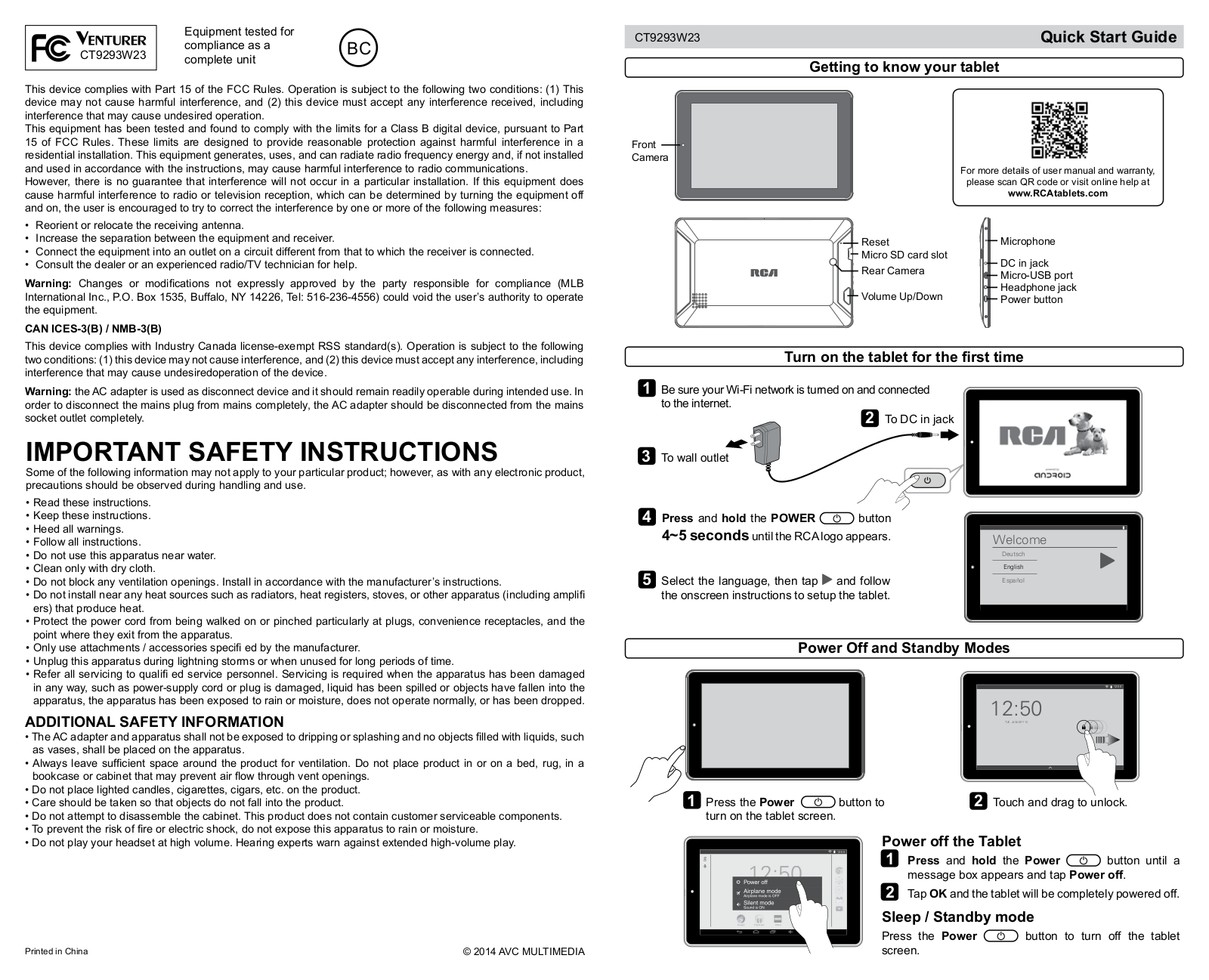 Alco Electronics RCT6293W23 User Manual